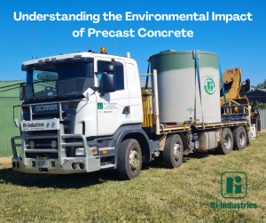 Image shows a Ri-Industries truck with a concrete tank on it for delivery